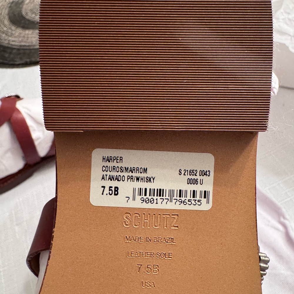 Schutz brown leather Harper buckle zip strappy sandal gladiator 7.5 - Picture 9 of 10